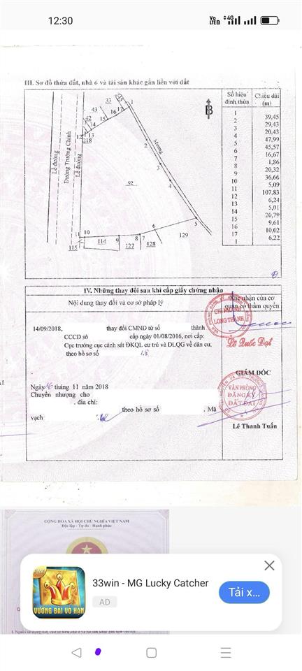 Bán đất mặt tiền đường trường chinh thị trấn long thành
