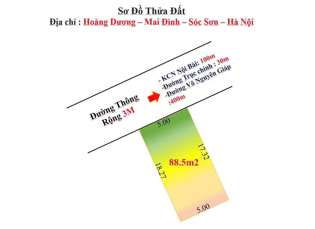 Chủ hạ giá sốc 88,5m hoàng dương mai đình  ngõ thông  1 nhà ra trục chính.