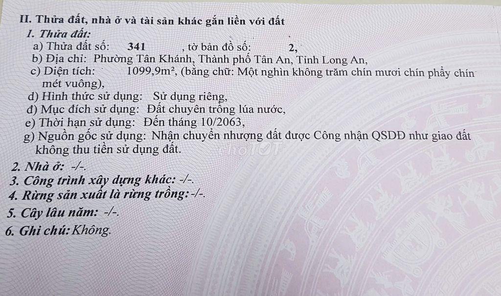 Bán đất mặt tiền chính chủ P. Tân An, tỉnh Tây Ninh