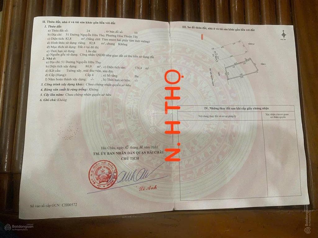 Sụp hầm, chính chủ cần tiền bán gấp nhà 3 tầng số 51 nguyễn hữu thọ  ngay bệnh viện gia đình
