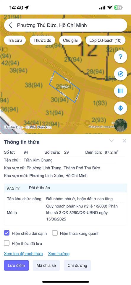 6ty  lô góc 2mt ngang 6.7 x 15m  cách ga metro 800m  linh trung  thủ đức  xe hơi vào