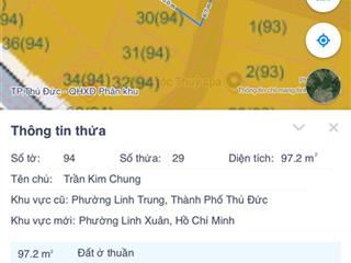 6ty  lô góc 2mt ngang 6.7 x 15m  cách ga metro 800m  linh trung  thủ đức  xe hơi vào