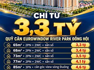 Chỉ từ 3,3 tỷ  quỹ căn eurowindow river park đông hội giá tốt