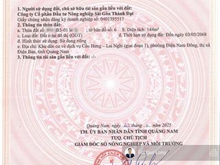 Chính chủ bán đất dự án new green villa hội an có sổ 144m2 b3,01 đường 7m5 hướng đông giá 2.78 tỷ