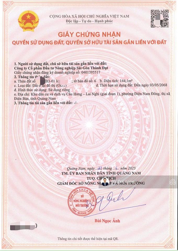 Sổ đỏ sẵn bán đất đất nền dự án cầu hưng lai nghi dt 144m2 đường 7m5 giá 2.55 rẻ nhất dự án