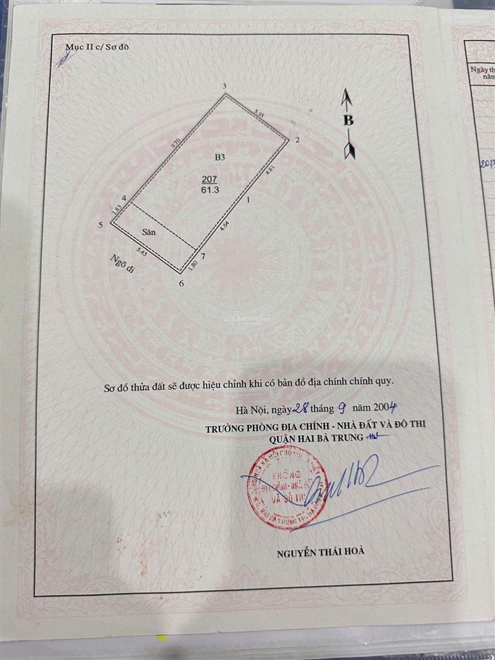 Cc bán đất tặng nhà 3 tầng phố trần đại nghĩa  hai bà trưng dt 71m  mt 5,5m  giá 18,5tỷ