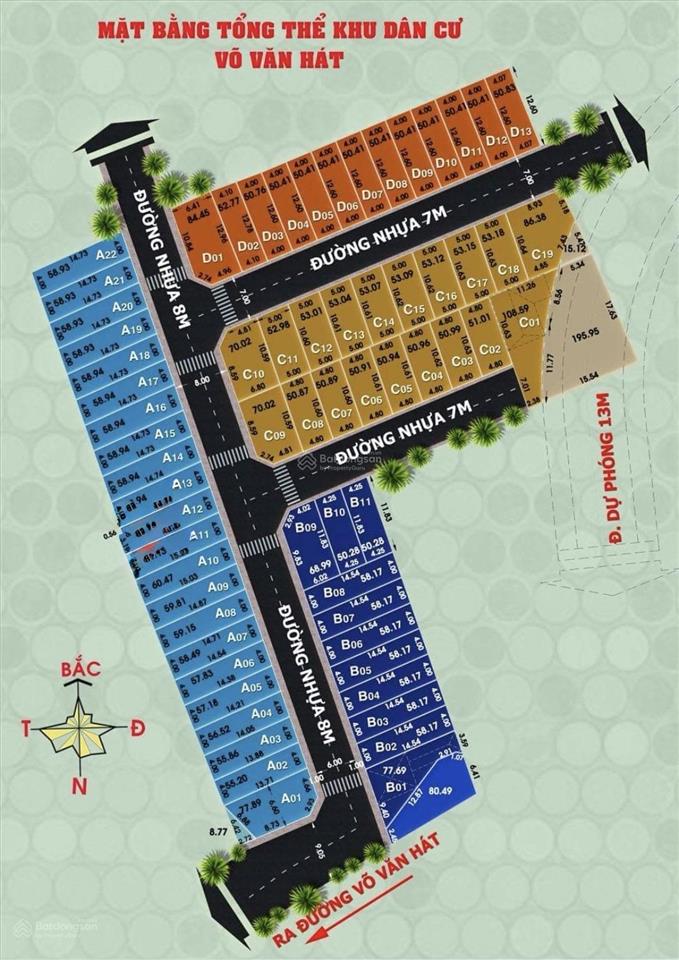 Nc lô giá hời võ văn hát. dt 51m2. ngang 4,8m. đường nhựa 7m. hướng đông nam