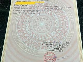 Bán đất mặt tiền đường đỗ văn thi gần cầu thống nhất sau lưng aeon mall biên hoà sổ thổ 6ty5