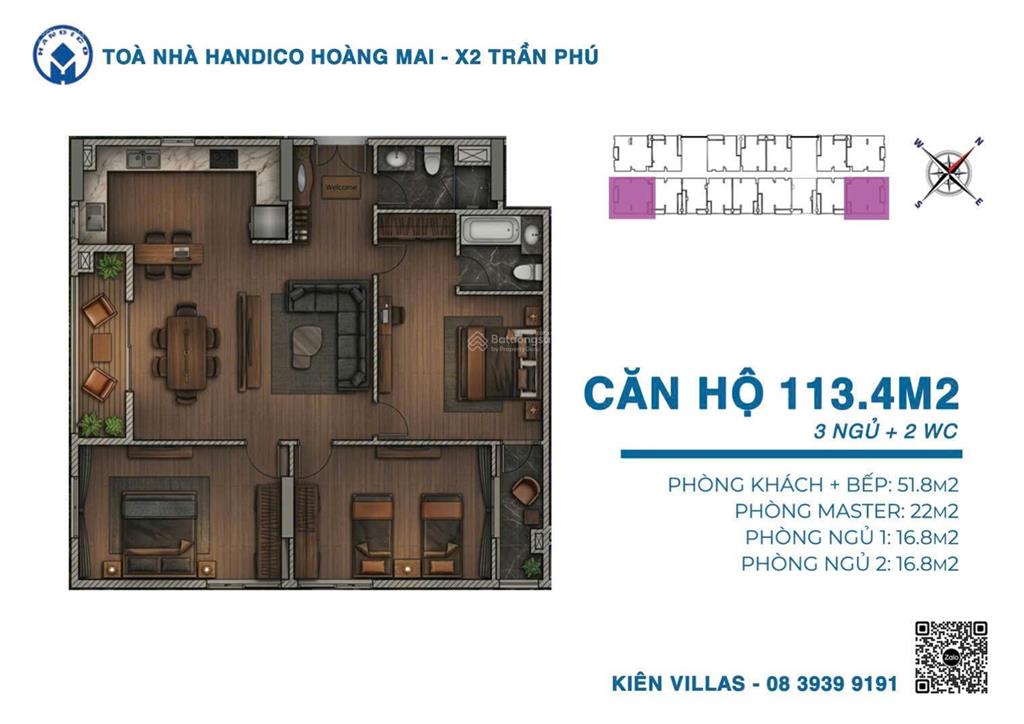 Căn góc diện tích lớn 113,5m2 thông thuỷ tại chung cư handico riverside x2 trần phú, giá 7,4 tỷ