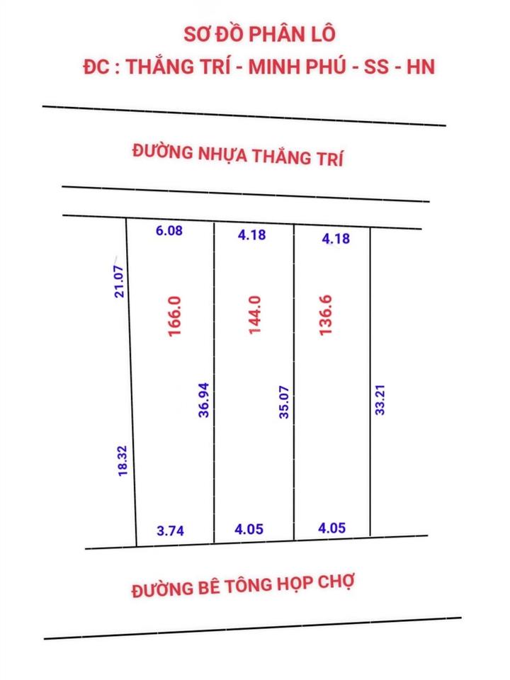 Chính chủ cần bán 370m2 đất mặt đường thắng trí, sóc sơn. sẵn sổ đỏ cầm tay.  0971 478 ***