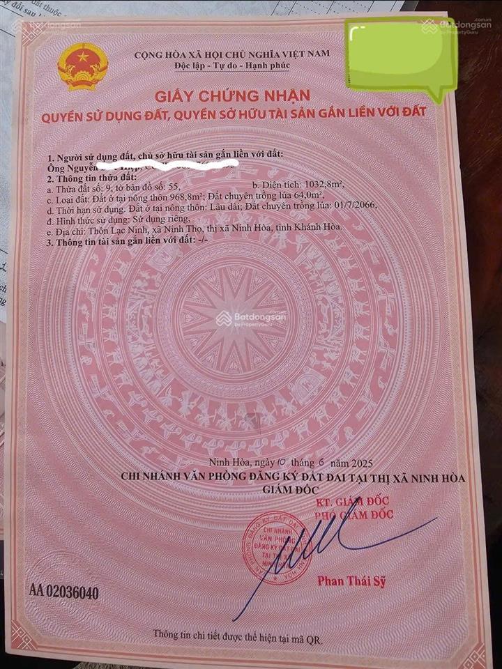 Cần bán gấp lô đất đường nhựa đẹp có 968,8 m đất ở