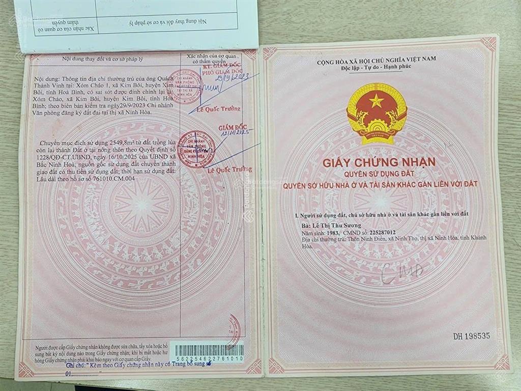 Tôi chính chủ cần bán gấp lô đất ninh thọ có 2549m2 full thổ cư