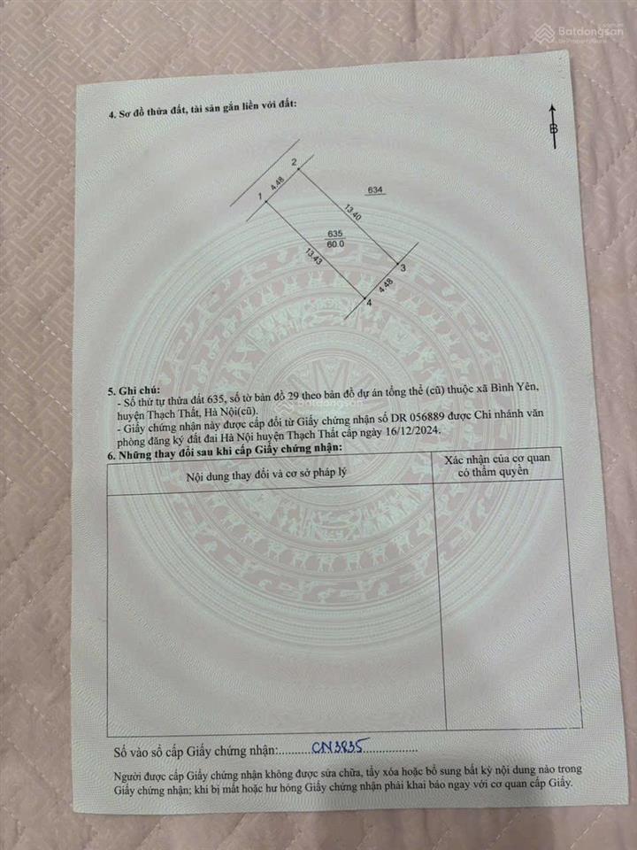 Bán đất thổ cư 60m2 sau trường thcs bình yên hoà lạc