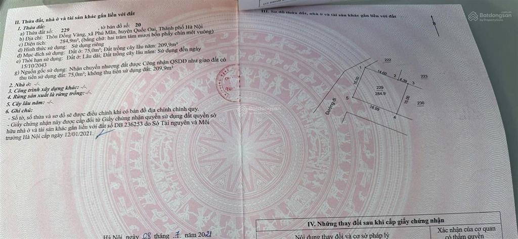Bán đất dân thổ cư phú mãn, quốc oai, hn