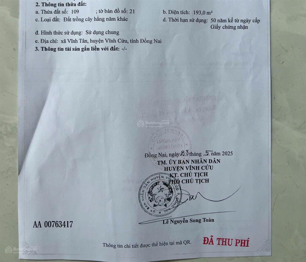 Cần bán gấp đất vĩnh tân | dt 1.648m² có 300m² thổ cư | đường qh 14m | giá tốt chốt nhanh