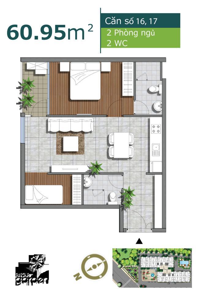 Chính chủ bán chung cư an gia garden 63m² 2pn 2wc giá 4 tỷ