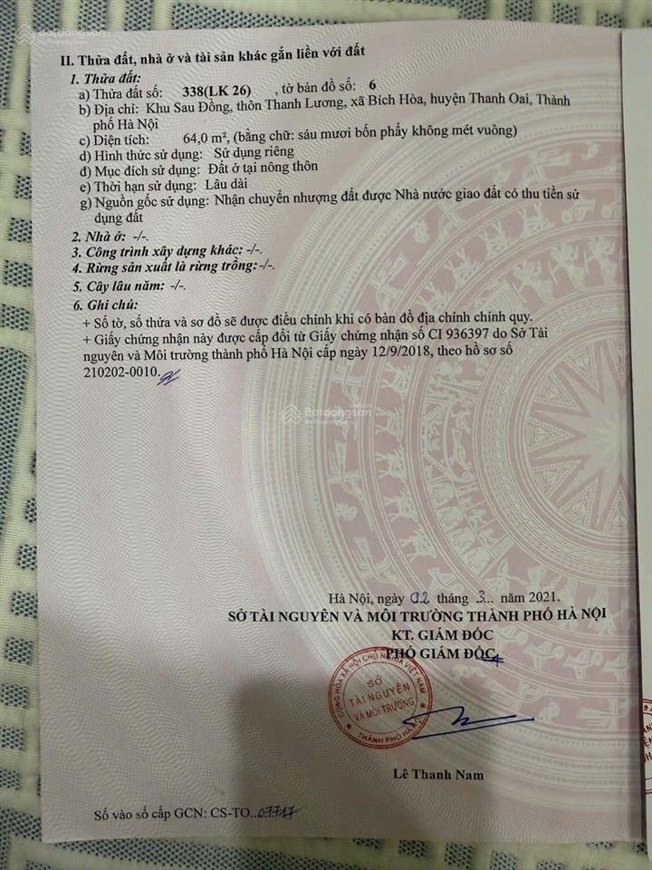 Bán 01 lô áp góc mặt đường trục chính đấu giá thanh lương, sát ngay khu dự án vin đa mục tiêu 627ha