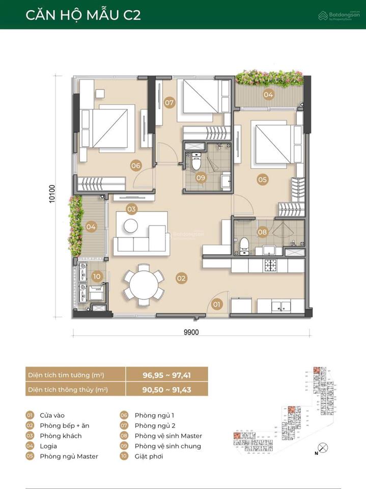 Mizuki park  trellia cove căn 3pn2wc mã căn lộc phát view kép sông đào giá 7.355 tỷ đã vat và pbt