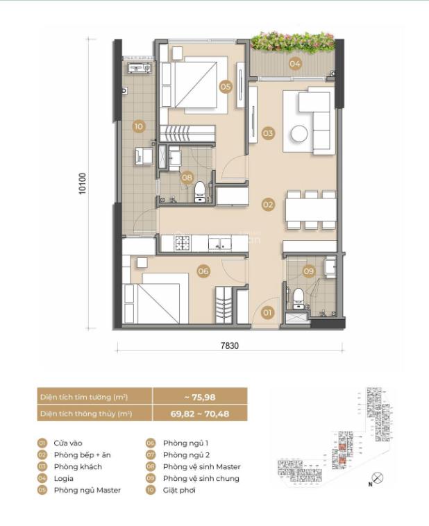 Mizuki park  trellia cove căn 2pn2wc view thành phố giá 5.252 tỷ full vat và pbt