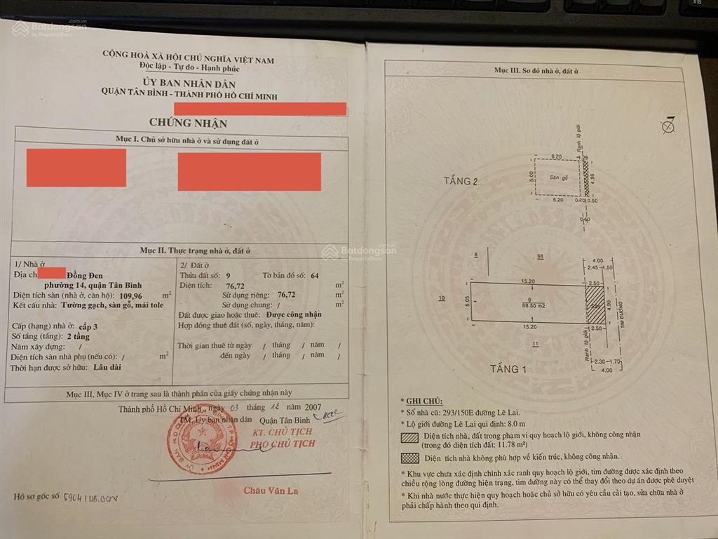 Bán nhà riêng hẻm 74, diện tích 76.72 m2 chính chủ