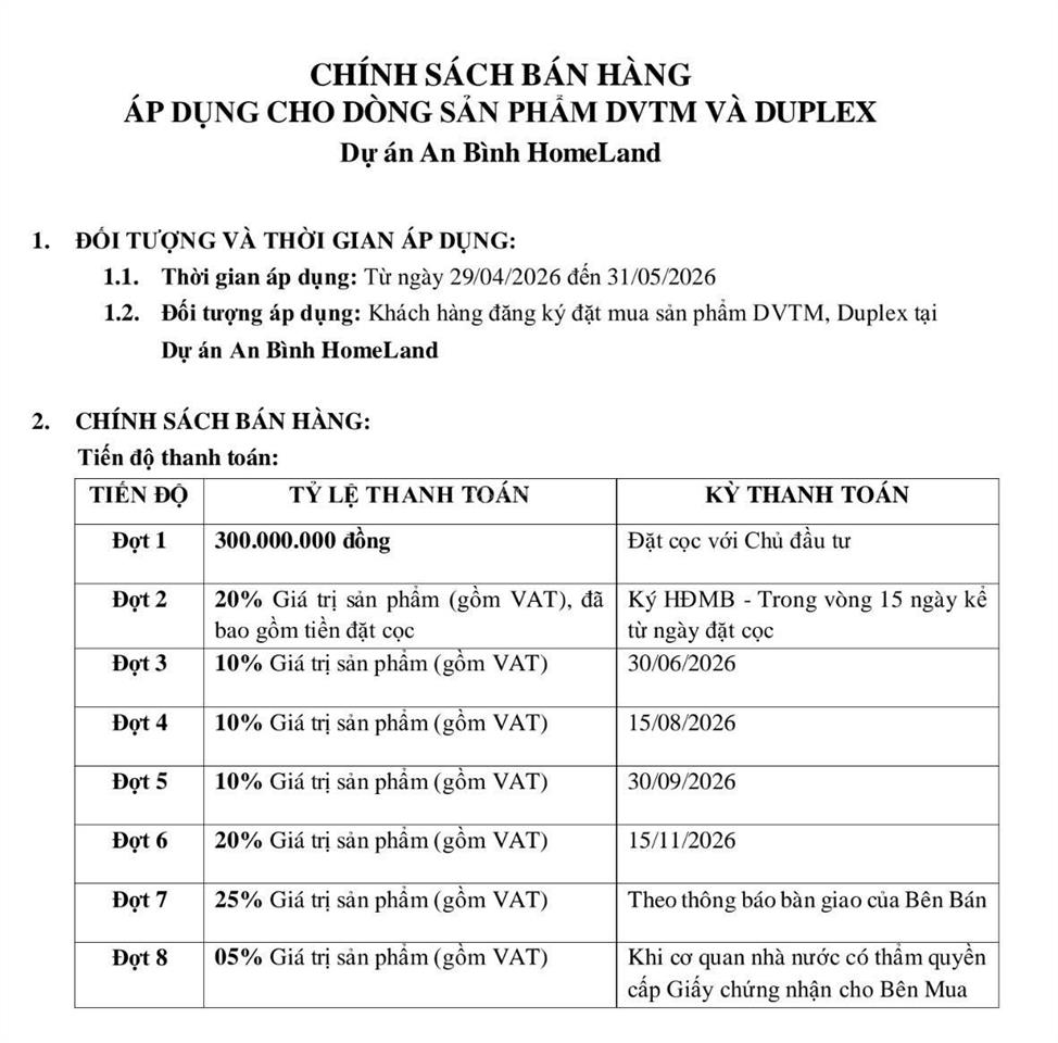 Hàng vip, quỹ căn duplex góc dự án an bình homeland vị trí góc đẹp giá chỉ từ 10,2 tỷ  0941 535 ***