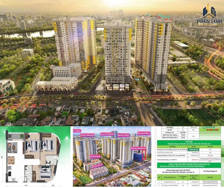 Căn góc 3pn 2wc khu bcons city siêu đẹp, chủ kẹt để giá siêu rẻ