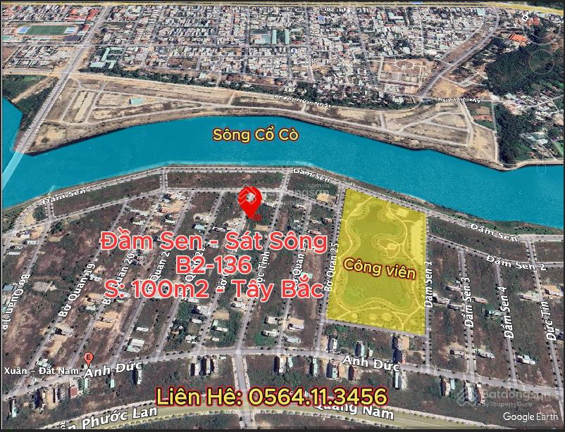 [ chính chủ ]. bán lô đất đầm sen, sát sông  cạnh công viên.