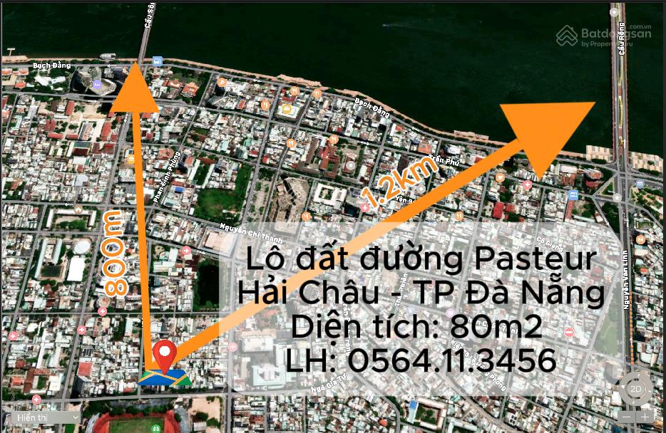 Chính chủ bán lô đất sát góc 80m² đường pasteur, trung tâm tp đà nẵng