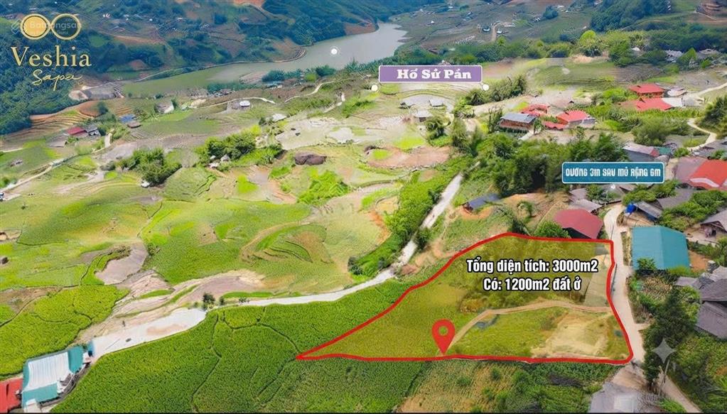 Bán đất tại tả van  sapa, 3000 m2 có sẵn 1200 m2 thổ cư, mặt tiền 40m chỉ 16.5 tỷ
