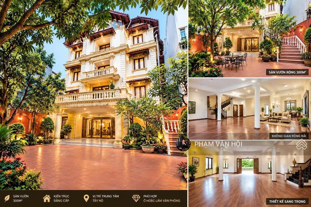 Cho thuê gấp biệt thự mặt phố tô ngọc vân tây hồ  dt 300m2  xây 5 tầng sân vườn rộng giá rẻ