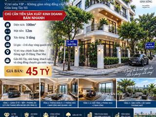Bán biệt thự lô góc xuân diệu quảng an tây hồ | 100m mt 12m 5 tầng gần hồ tây | 45 tỷ