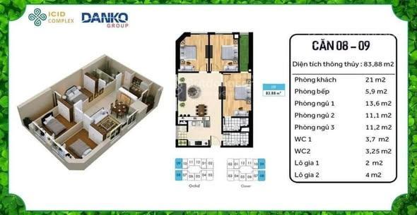 Bán căn hộ chung cư 84 m2, 3pn, 2wc, giá 6,47 tỷ tại dương nội 3, quận hà đông
