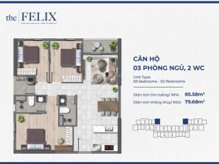 Cần ra căn 3pn the felix, giá hđ