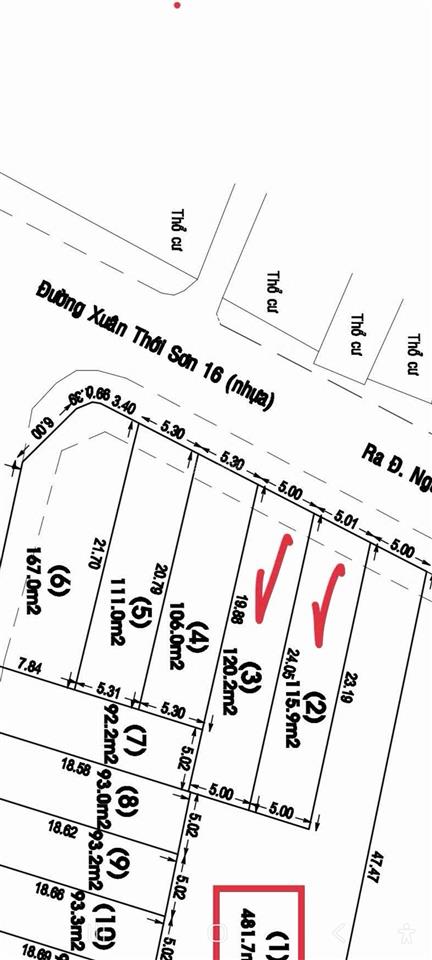 Bán đất mặt tiền đường xuân thới sơn 16 hóc môn.