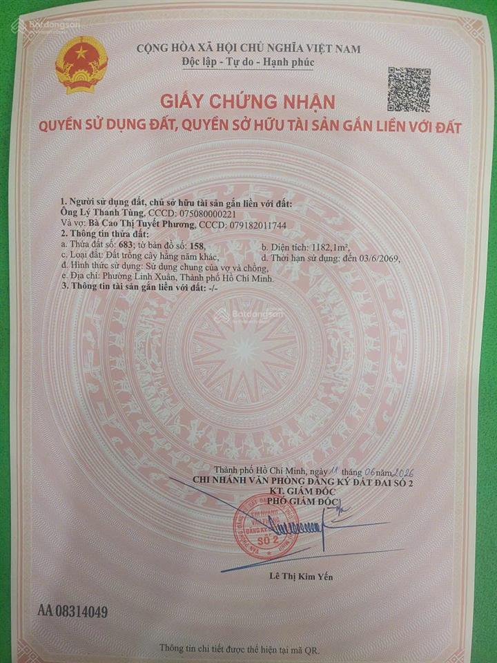 Giảm mạnh 3 tỷ đất nn chưa cmđ tiện phân lô 1182 m² còn 16 tỷ và còn tl