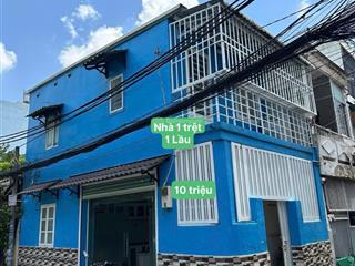 Nhà trệt lầu 2 mặt tiền hẻm xe hơi 40m ra mt phạm văn đồng, cho thuê giá 9 triệu