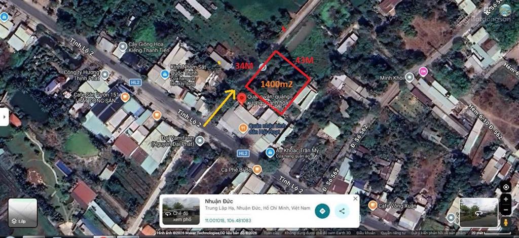Cho thuê 1400m đất giá 6 triệu đường tỉnh lộ 2 xã trung lập hạ huyện củ chi