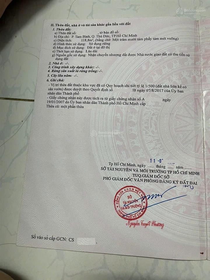 Lô đất 120m mặt tiền đường nhựa 12m kdc navita gò dưa phường tam bình thủ đức