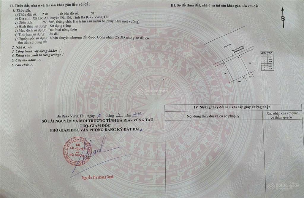 Bán đất mặt tiền đường hàng dương (đường rộng 22m, có vỉa hè cây xanh), cách biển lộc an chỉ 500m