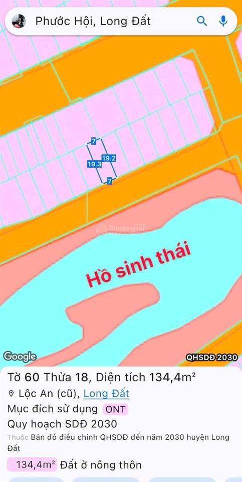 Đất ven biển lộc an  gần hồ sinh thái, mặt tiền đường nhựa lớn, hướng đông nam, cách biển 500m