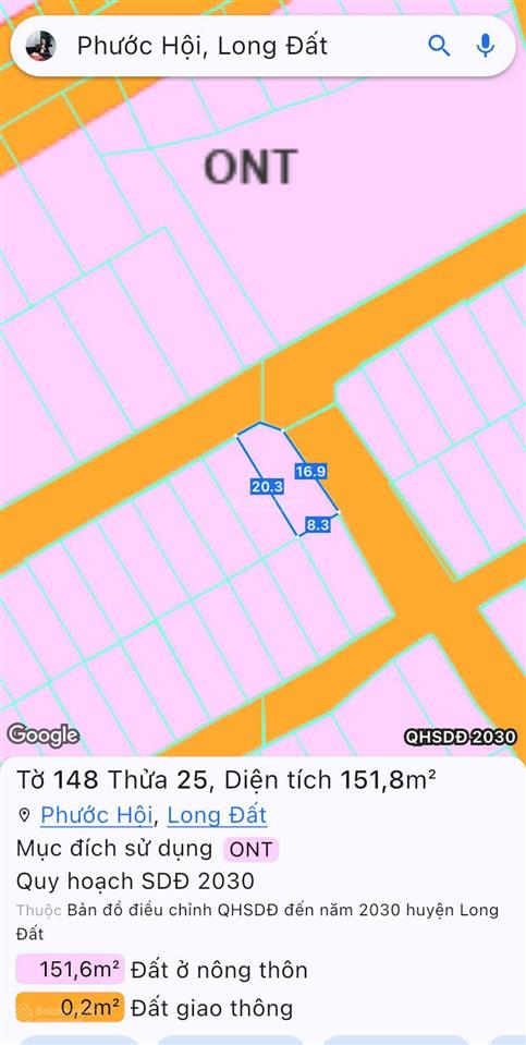 Lô góc siêu đẹp cách bãi tắm lộc an chỉ 700m. hai mặt tiền đường nhựa lớn. ngang 8m, full thổ cư