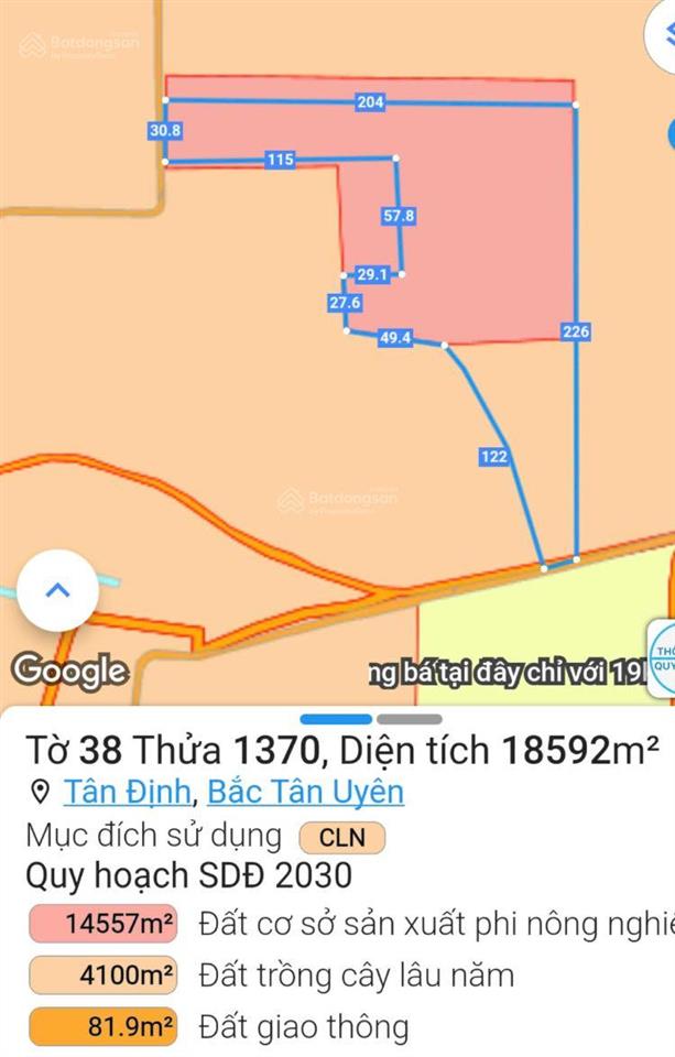 Cần bán 2,06 ha đất có 2000m2 skc. giá 22tỷ