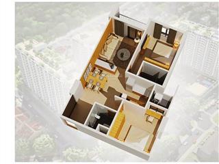 Cho thuê chung cư bộ công an dt 72 m² căn 2pn nhà trống