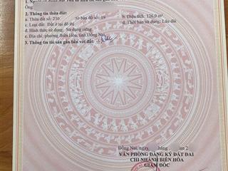 Chủ gởi bán lô đất biệt thự khu tái định cư hoá an 7x18=126m2,thổ cư 100%,huỳnh mẫn đạt vào 10m,shr