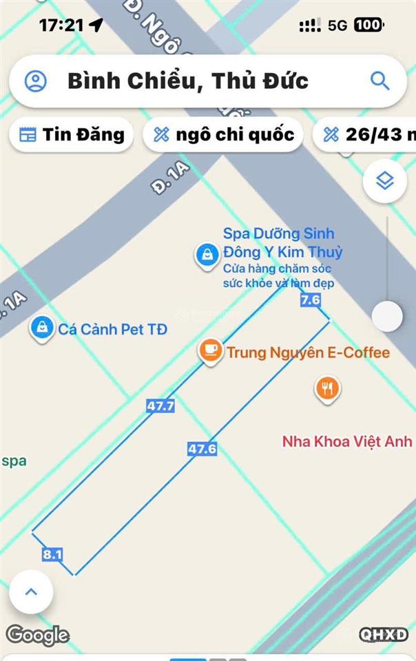 Nhà mặt tiền ngô chí quốc đang cho thuê bida 417m2 giá 21 tỷ