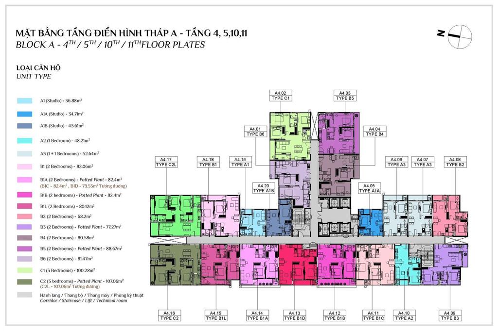 Bán căn 1pn+ 52m2 chỉ 4tỷ1 ( full ) tầng trung  view hồ bơi công viên nội khu .  0937 799 ***