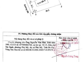 Bán lô đất ( 328m ) phường tân phước, tx phú mỹ, bà rịa vũng tàu. giá 5 tỷ