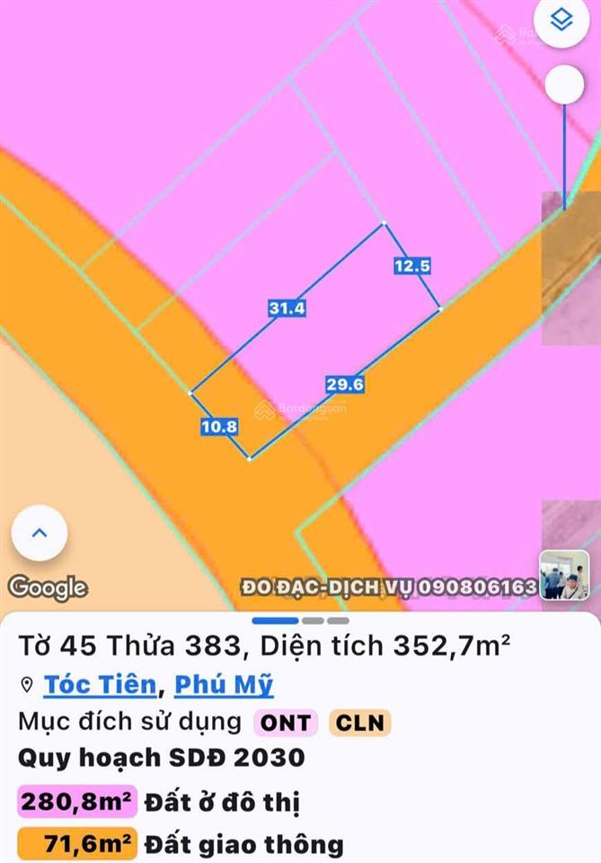 Bán lô đất (251m) tại xã tóc tiên, phú mỹ, brvt