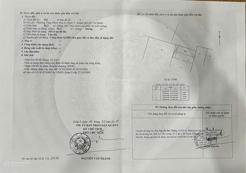 Bán đất hẻm 118 man thiện, gần chung cư c3 c4 tăng nhơn phú a, dt 86m2 giá 3.29ty