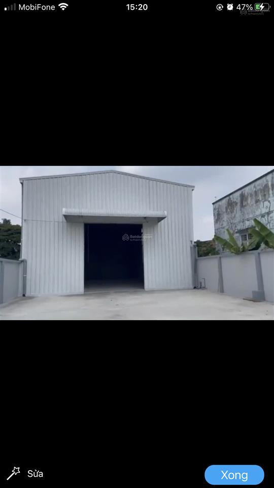 Cho thuê khoxưởng (như hình) dt12x50m=600m2 (xưởng và sân) đường nhựa 5m đc gần cty tân hiệp phát